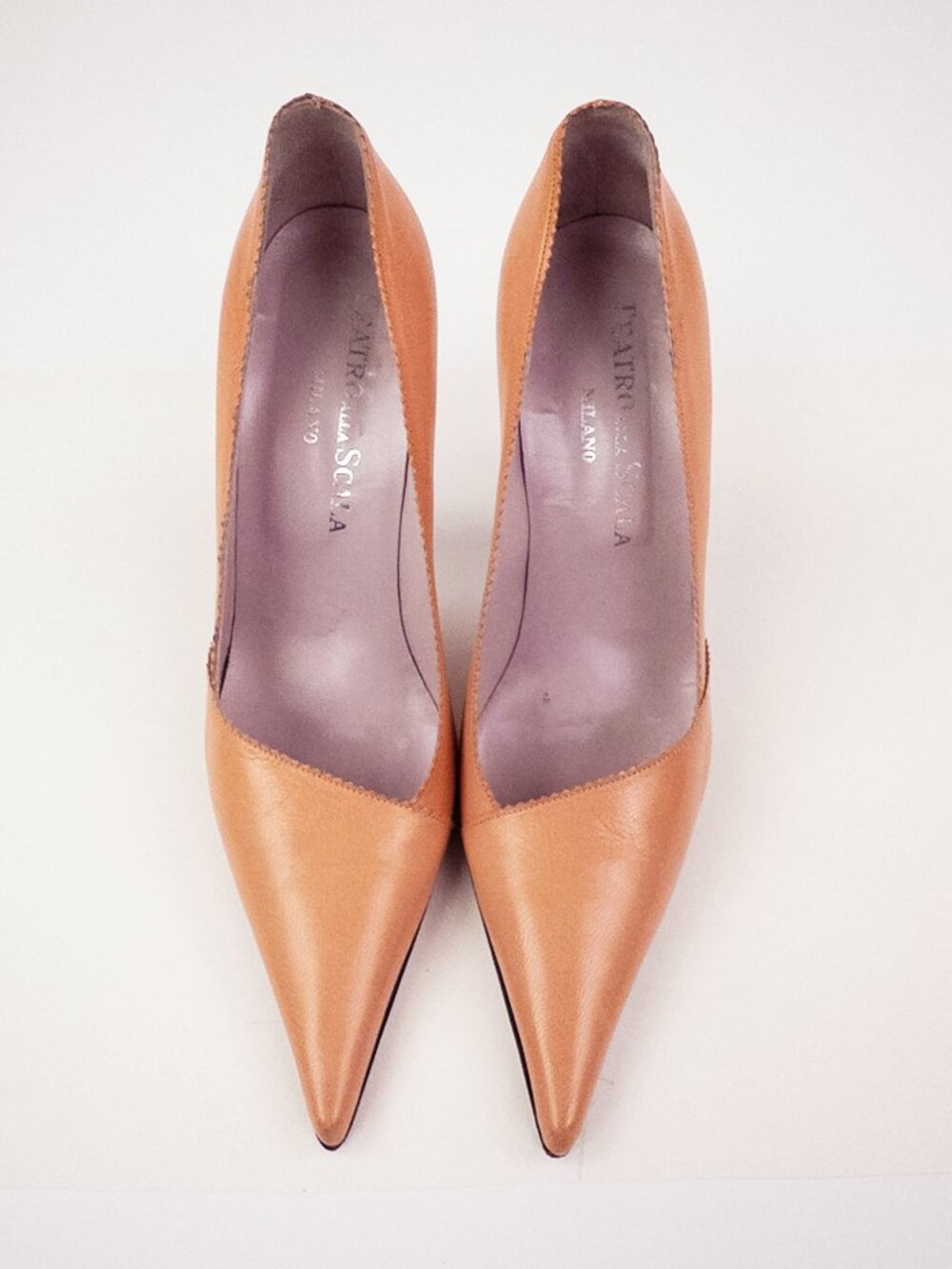 Italian Made Blush Nude Pointed Toe Pumps | Y2K Minimalist Sz 8 - Picture 3 of 12